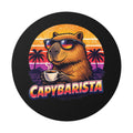 Capybarista Retro Vaporwave Round Vinyl Sticker — Capybara Barista Design